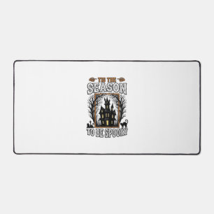 Vintage Spooky Season Haunted House Halloween Desi Desk Mat
