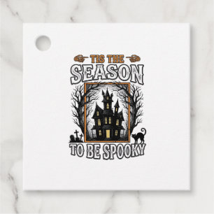 Vintage Spooky Season Haunted House Halloween Desi Favour Tags