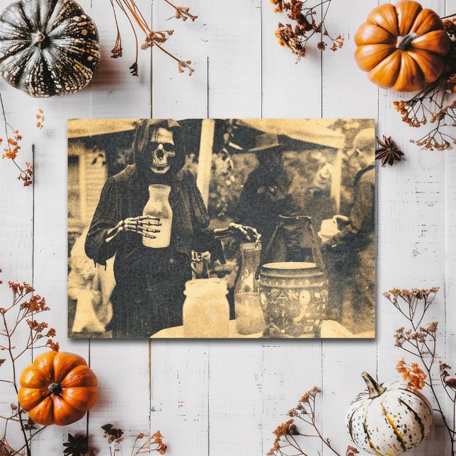 Vintage Spooky Skeleton Summerween Postcard (Creator Uploaded)
