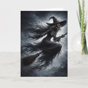 Vintage Spooky Witch Halloween Card