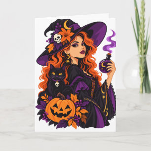 Vintage Spooky Witch Halloween Card