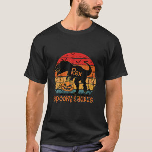Vintage Spookysaurus Rex Dinosaur Halloween Pumpki T-Shirt