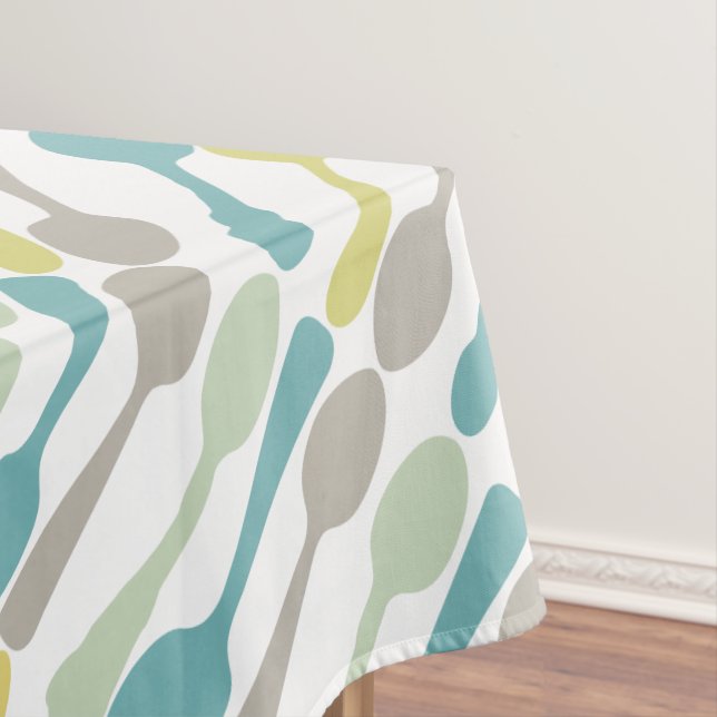 Vintage Spoon Pattern Any Custom Colour Background Tablecloth (In Situ)