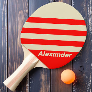 Vintage Sport Cherry Stripes with Name Ping Pong Paddle
