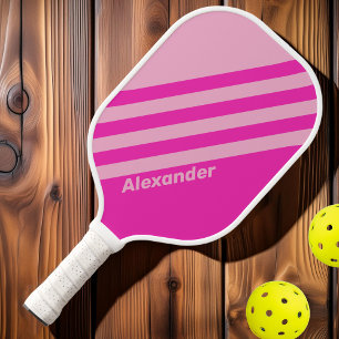 Vintage Sport Pink Sky Dual Stripes with Name Pickleball Paddle
