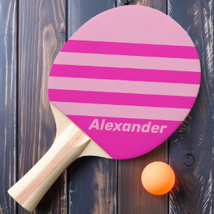 Vintage Sport Pink Sky Dual Stripes with Name Ping Pong Paddle