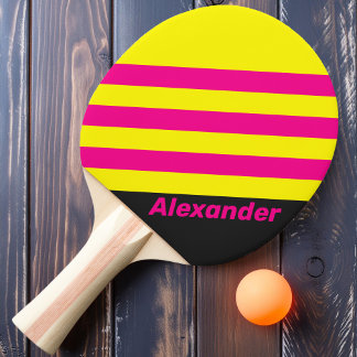 Vintage Sport Sun Glow Stripes with Name Ping Pong Paddle