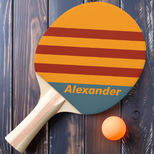 Vintage Sport Sunrise on Slate Stripes with Name Ping Pong Paddle