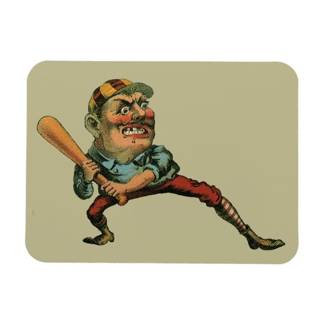 Vintage Sports, Angry Baseball Player Batter Magnet (Horizontal)