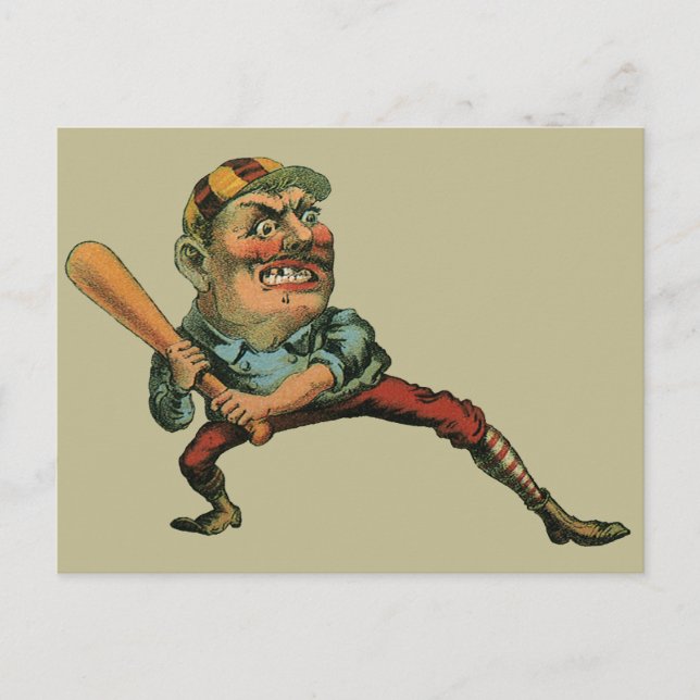 Vintage Sports, Angry Baseball Player Batter Postcard (Front)