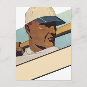 Vintage Sports Baseball Batter, Stylised Art Postcard