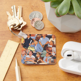 Vintage Sports Baseball Fans Watching a Game Key Ring