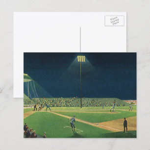 Vintage Sports, Baseball Game at Night Postcard