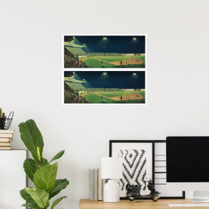 Vintage Sports, Baseball Game at Night Poster