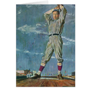 Vintage Sports Baseball, Pitcher in Baseball Game