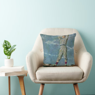 Vintage Sports Baseball, Pitcher in Baseball Game Cushion