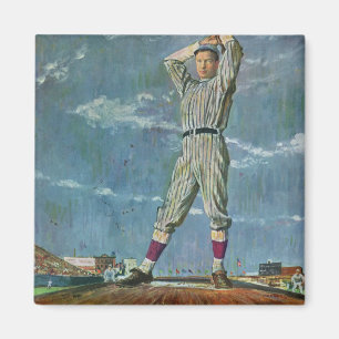 Vintage Sports Baseball, Pitcher in Baseball Game Magnet