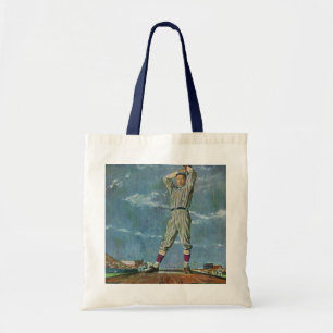 Vintage Sports Baseball, Pitcher in Baseball Game Tote Bag