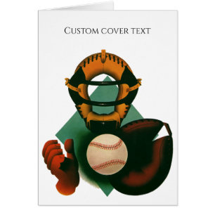 Vintage Sports Baseball Player, Catcher with Mitt