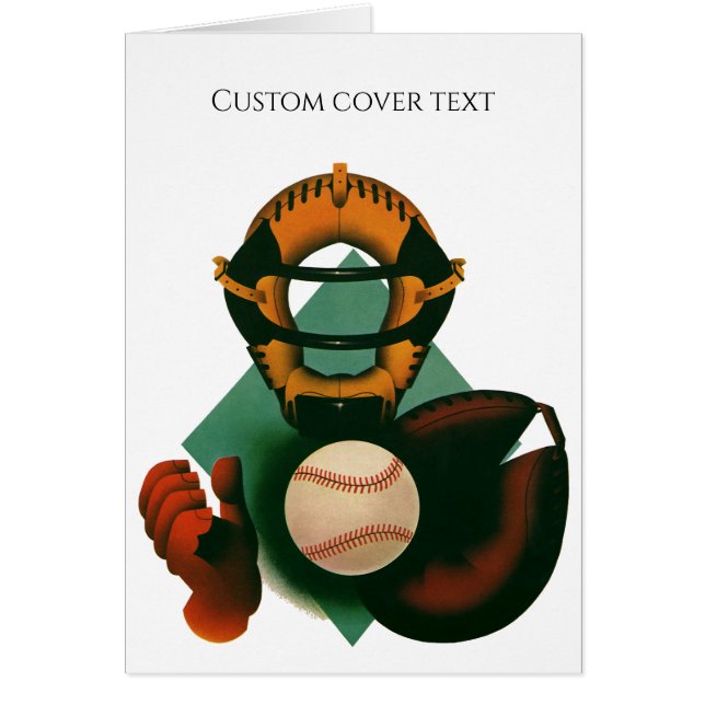 Vintage Sports Baseball Player, Catcher with Mitt (Front)