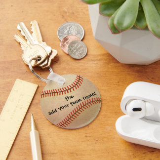 Vintage Sports Baseball Player, Catcher with Mitt Key Ring
