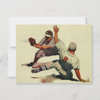 Vintage Sports Baseball, Player Sliding into Home
