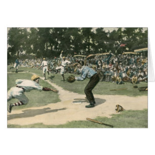 Vintage Sports, Baseball Player Sliding into Home