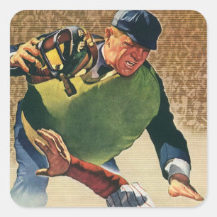 Vintage Sports Baseball Player, the Umpire Square Sticker