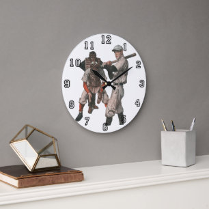 Vintage Sports Baseball Players Large Clock
