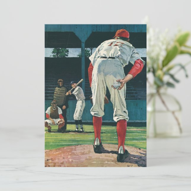 Vintage Sports Baseball Players Pitcher on Mound (Standing Front)