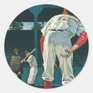 Vintage Sports Baseball Players Pitcher on Mound Classic Round Sticker