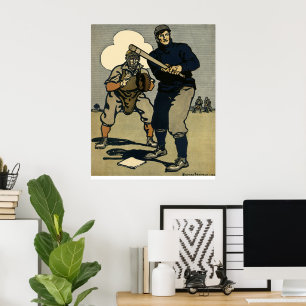 Vintage Sports Baseball Players, Stylised Art Poster