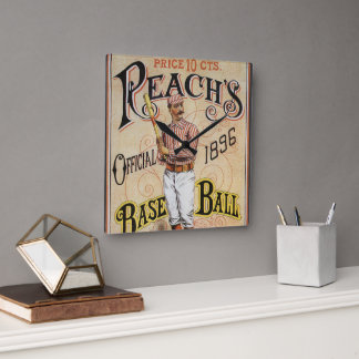 Vintage Sports Baseball, Reach's Guide Cover Art Square Wall Clock