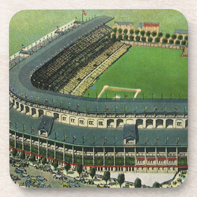 Vintage Sports Baseball Stadium, Aerial View Coaster (Front)