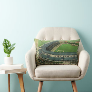 Vintage Sports Baseball Stadium, Aerial View Lumbar Cushion