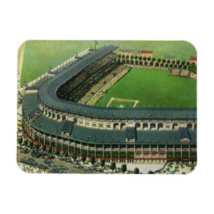 Vintage Sports Baseball Stadium, Aerial View Magnet