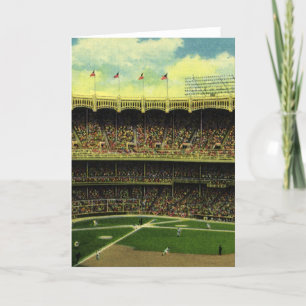 Vintage Sports Baseball Stadium with Crowds Card