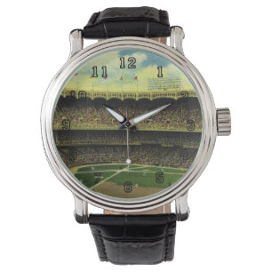 Vintage Sports Baseball Stadium with Crowds Watch