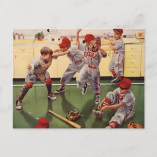 Vintage Sports Baseball Team, Boys Roughhousing Postcard