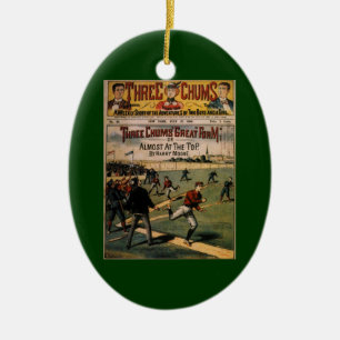 Vintage Sports Baseball Three Chums Magazine Cover Ceramic Tree Decoration