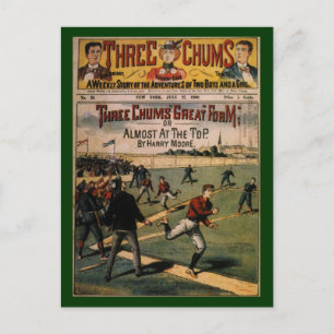 Vintage Sports Baseball Three Chums Magazine Cover Postcard