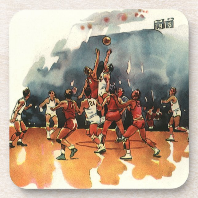 Vintage Sports Basketball Game, Basketball Players Coaster (Front)