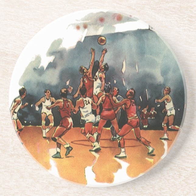 Vintage Sports Basketball Game, Basketball Players Coaster (Front)