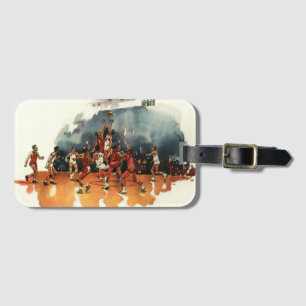 Vintage Sports Basketball Game, Basketball Players Luggage Tag