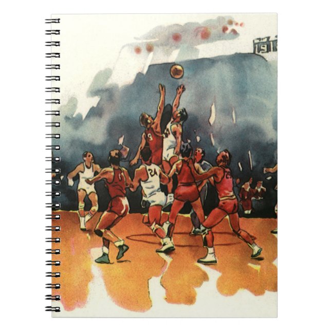 Vintage Sports Basketball Game, Basketball Players Notebook (Front)