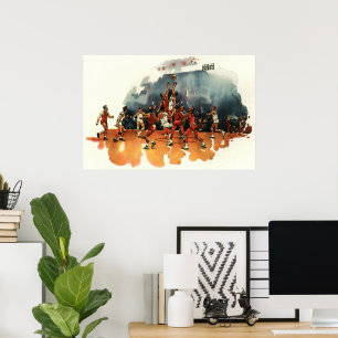 Vintage Sports Basketball Game, Basketball Players Poster