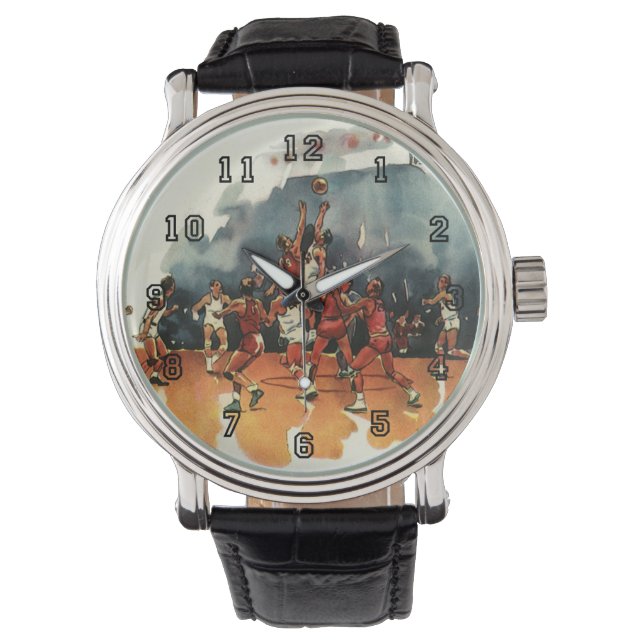 Vintage Sports Basketball Game, Basketball Players Watch (Front)