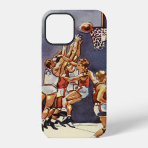 Vintage Sports Basketball, Players in a Game iPhone 12 Case
