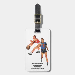 Vintage Sports, Basketball Players in a Game Lugga Luggage Tag