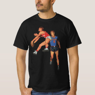 Vintage Sports, Basketball Players in a Game T-Shirt